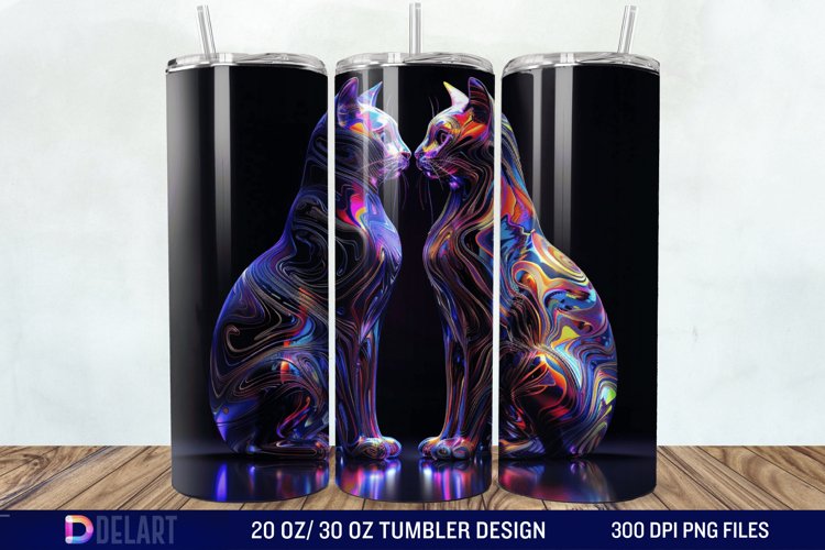 3D Cat Lovers Skinny Tumbler wrap example image 1