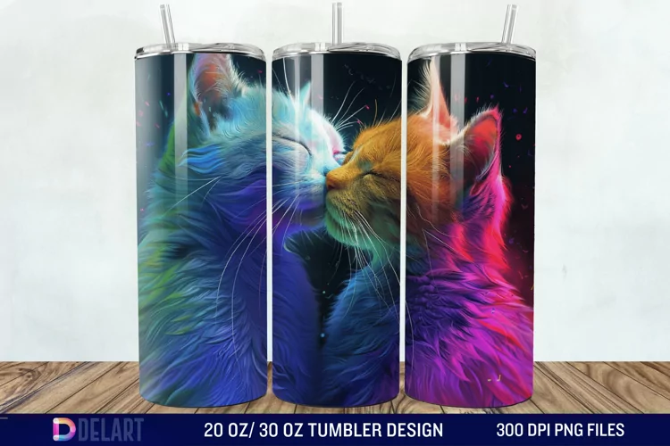 3D Cat Lovers Skinny Tumbler wrap