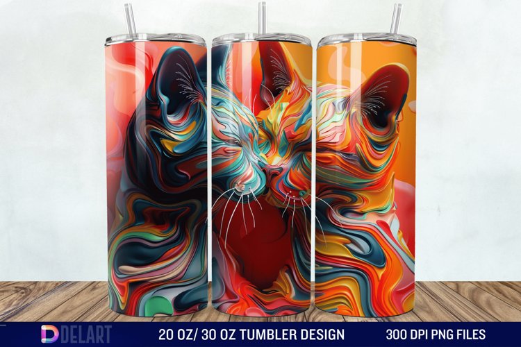 3D Cat Lovers Skinny Tumbler wrap example image 1