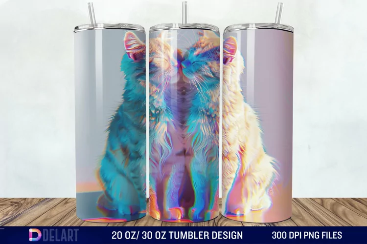 3D Cat Lovers Skinny Tumbler wrap