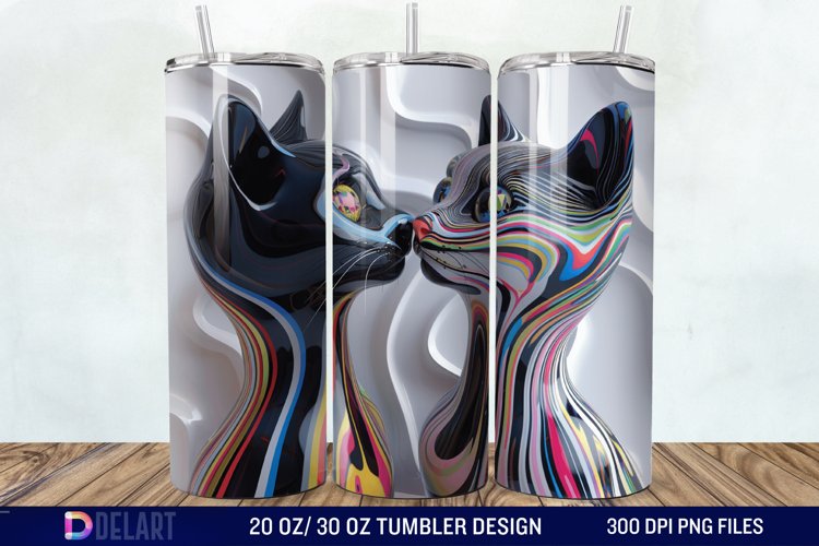 3D Cat Lovers Skinny Tumbler wrap example image 1