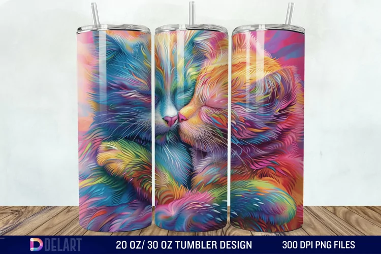 3D Cat Lovers Skinny Tumbler wrap