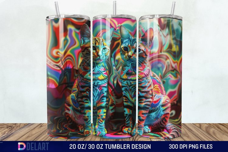 3D Cat Lovers Skinny Tumbler wrap example image 1