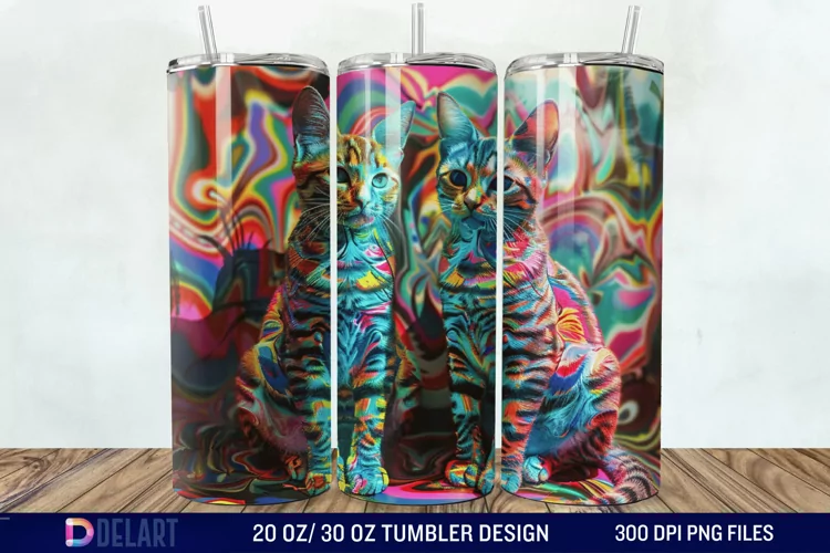 3D Cat Lovers Skinny Tumbler wrap