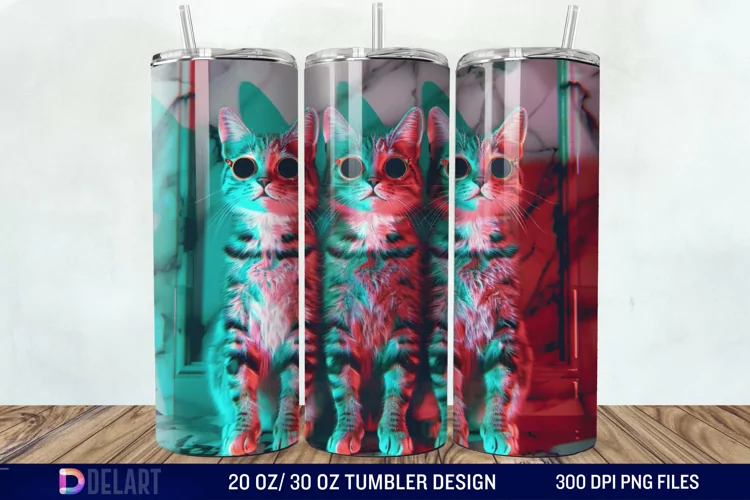 3D Cat Lovers Skinny Tumbler wrap