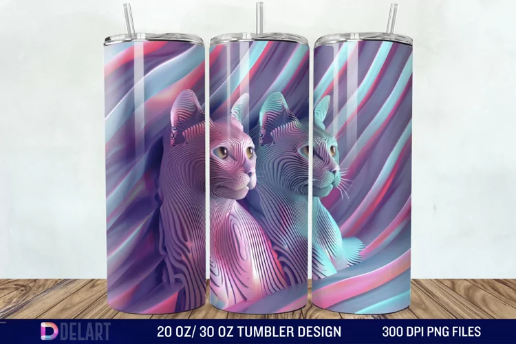 3D Cat Lovers Skinny Tumbler wrap