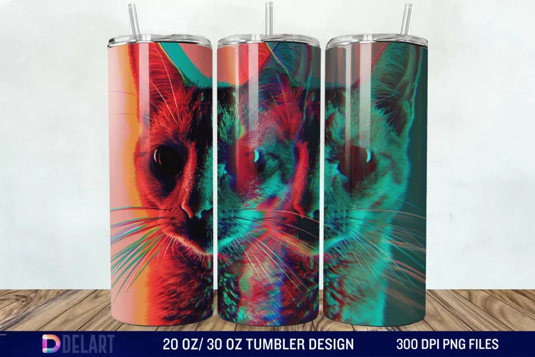 3D Cat Lovers Skinny Tumbler wrap