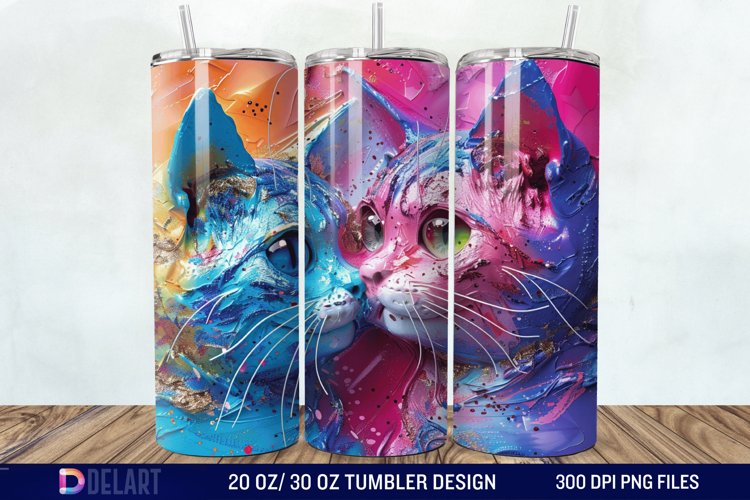 3D Cat Lovers Skinny Tumbler wrap example image 1