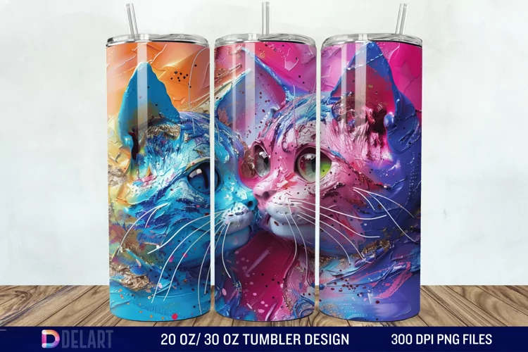 3D Cat Lovers Skinny Tumbler wrap