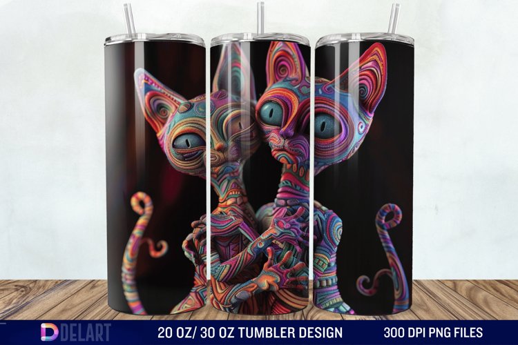 3D Cat Lovers Skinny Tumbler wrap example image 1