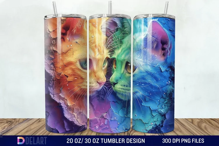 3D Cat Lovers Skinny Tumbler wrap