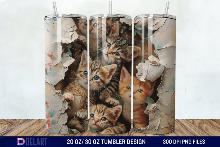 3D Cat Lovers Skinny Tumbler wrap example image 1
