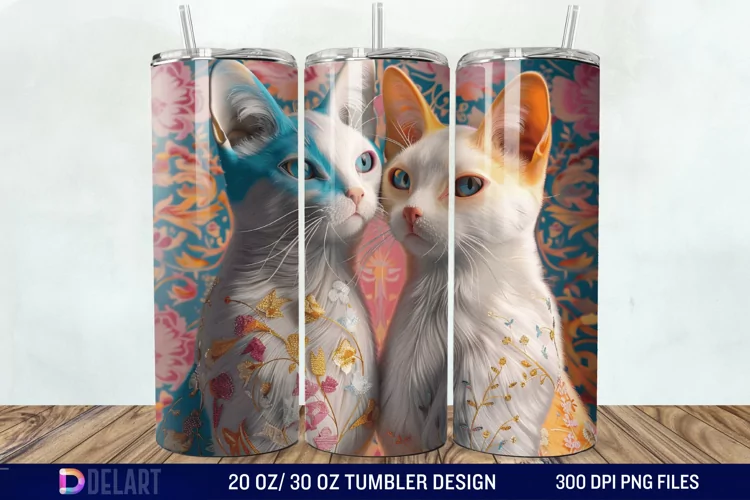 3D Cat Lovers Skinny Tumbler wrap