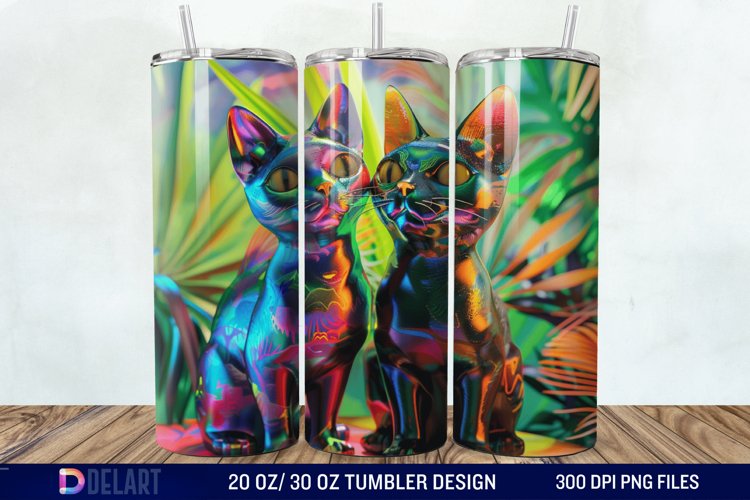 3D Cat Lovers Skinny Tumbler wrap example image 1