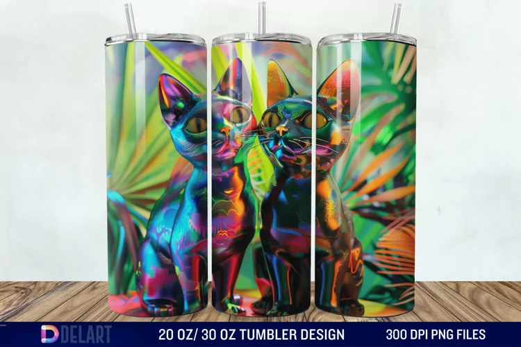 3D Cat Lovers Skinny Tumbler wrap
