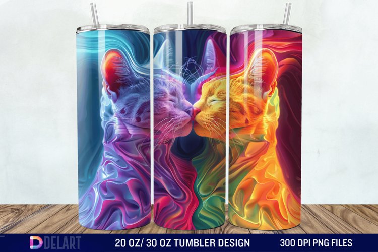 3D Cat Lovers Skinny Tumbler wrap example image 1