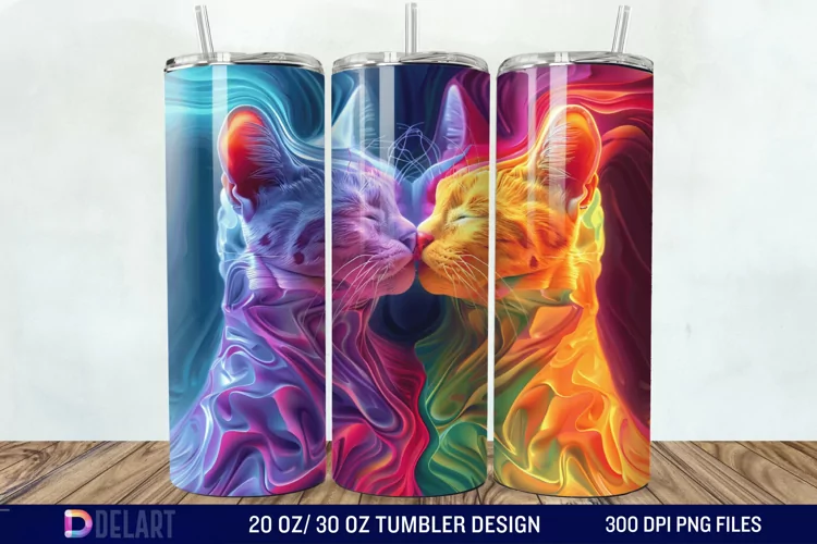 3D Cat Lovers Skinny Tumbler wrap