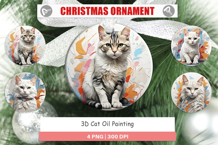 Christmas Ornaments 3D Cat Painting