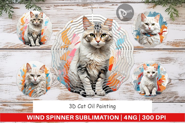 Wind Spinner 3D Cat Painting