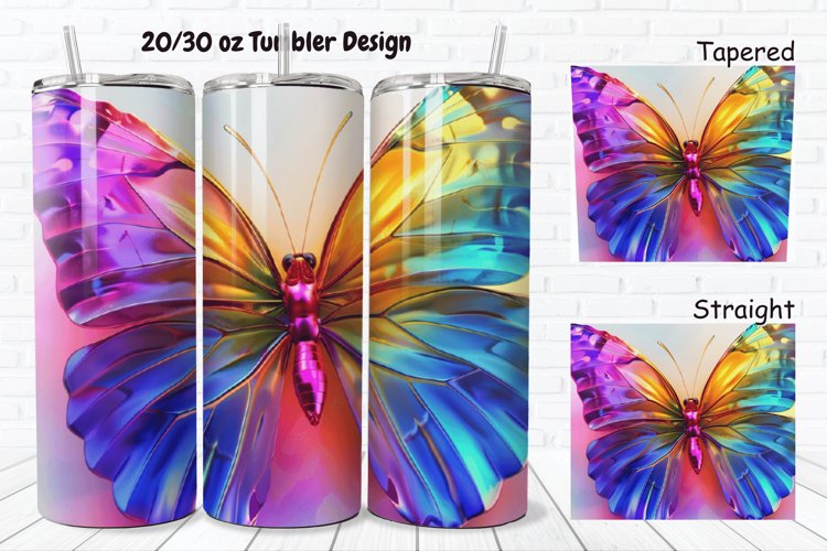 3D Charming Rainbow Butterfly 20/30oz Skinny Tumbler example image 1