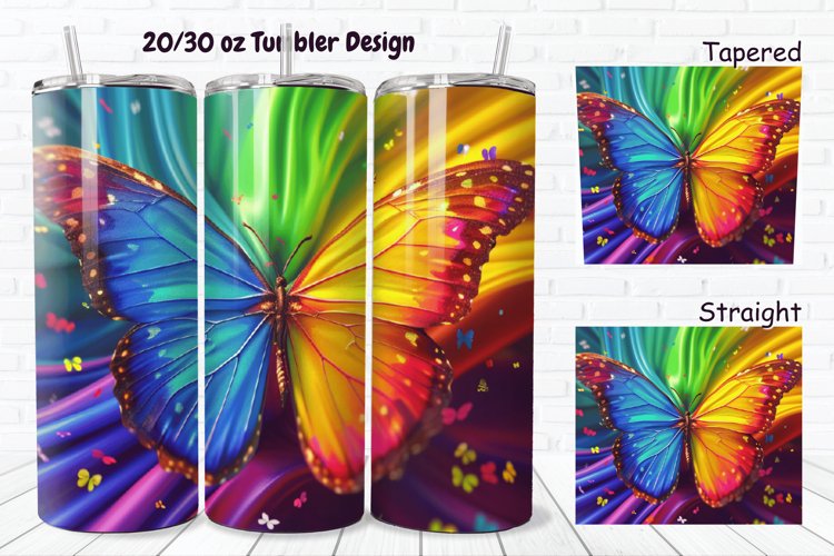 3D Charming Rainbow Butterfly 20/30oz Skinny Tumbler