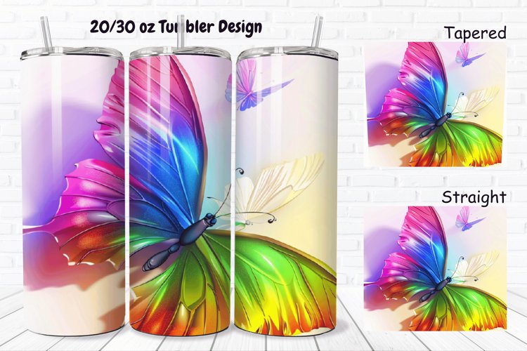 3D Charming Rainbow Butterfly 20/30oz Skinny Tumbler