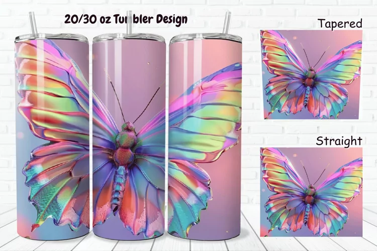 3D Charming Rainbow Butterfly 20/30oz Skinny Tumbler