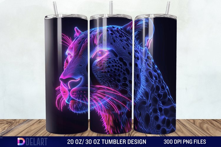 3D Cheetah Neon Tumbler Wrap example image 1