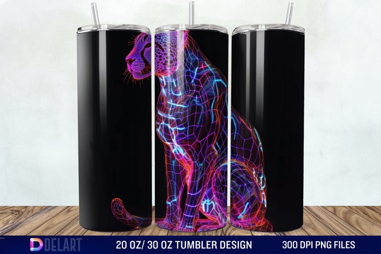 3D Cheetah Neon Tumbler Wrap example image 1