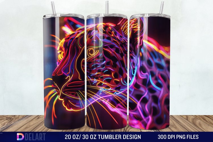3D Cheetah Neon Tumbler Wrap example image 1