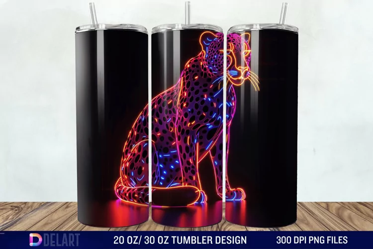 3D Cheetah Neon Tumbler Wrap