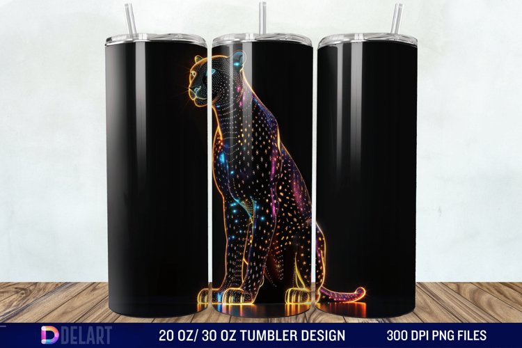 3D Cheetah Neon Tumbler Wrap example image 1