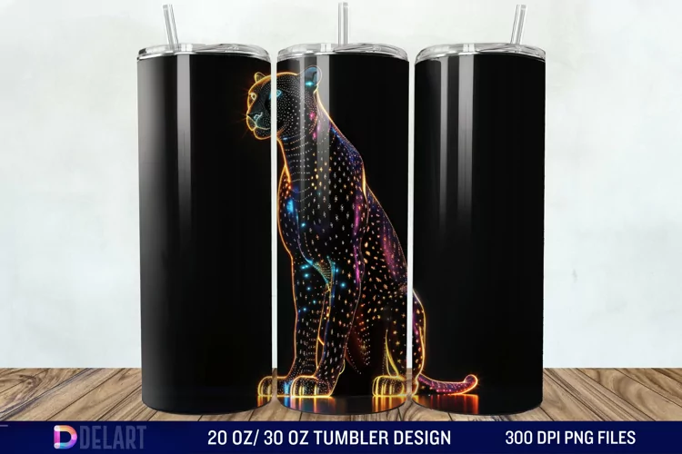 3D Cheetah Neon Tumbler Wrap
