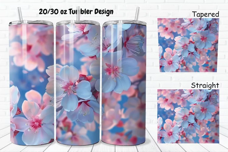 3D Cherry Blossom Flowers 20/30oz Skinny Tumbler