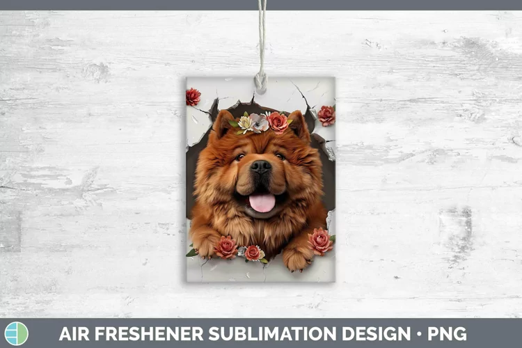 3D Chow Chow Air Freshener | Sublimation Car Freshener Desig