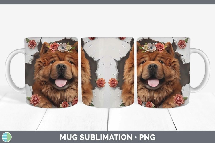 3D Chow Chow Mug Wrap | Sublimation Coffee Cup Designs