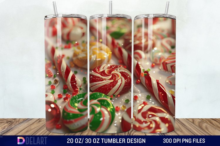 3D Christmas Candies Tumbler Wrap