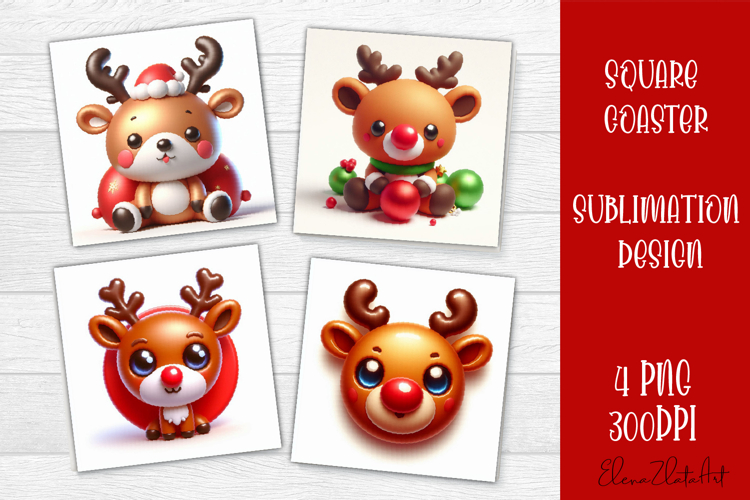 3D Christmas Coaster Sublimation |cute animal