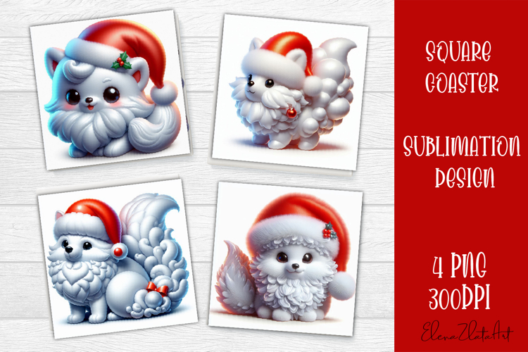 3D Christmas Coaster Sublimation |cute animal
