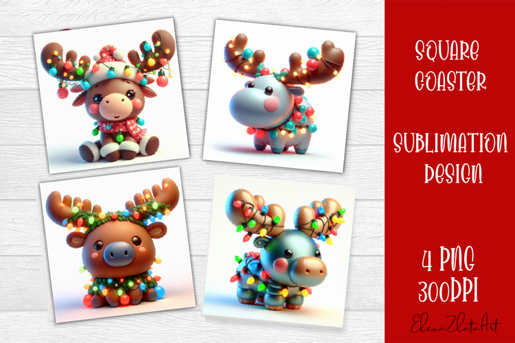 3D Christmas Coaster Sublimation |cute animal