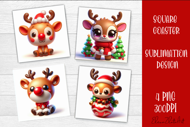 3D Christmas Coaster Sublimation |cute animal