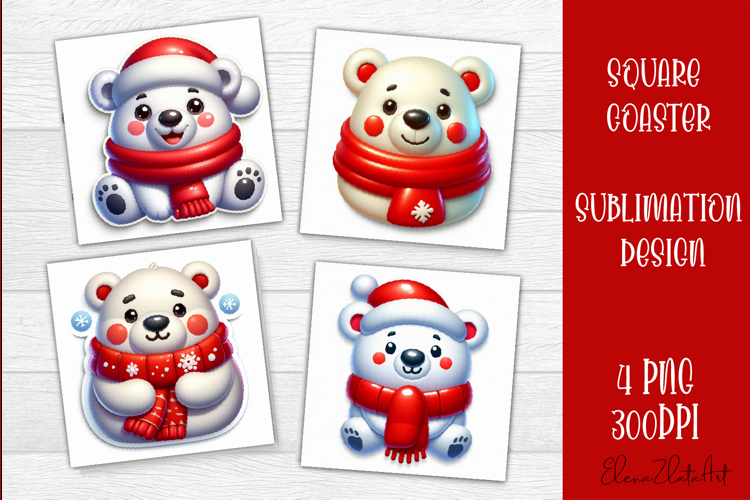 3D Christmas Coaster Sublimation |cute animal
