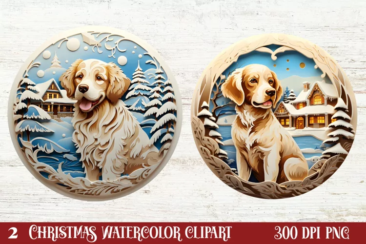 3D Christmas Dog Ornament, 3D Christmas Dog Ornaments
