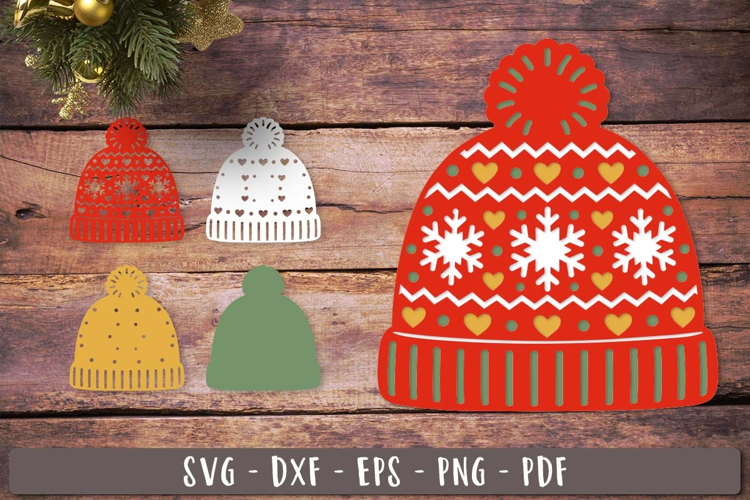 3d Christmas hat SVG Layered design