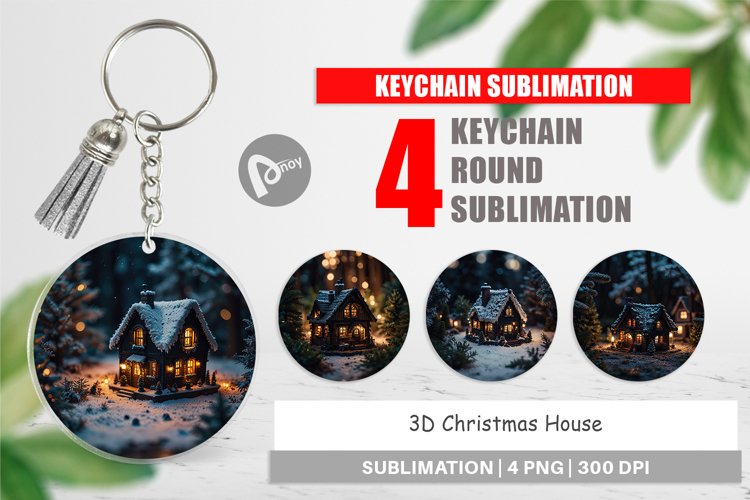 Keychain 3D Christmas House