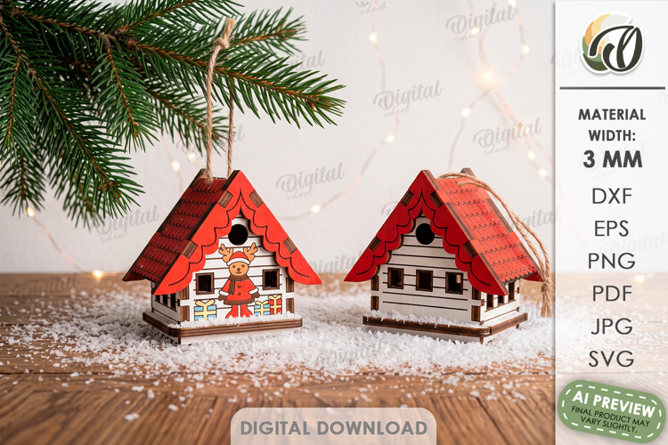 Christmas House Ornaments Laser Cut. Christmas Decor SVG