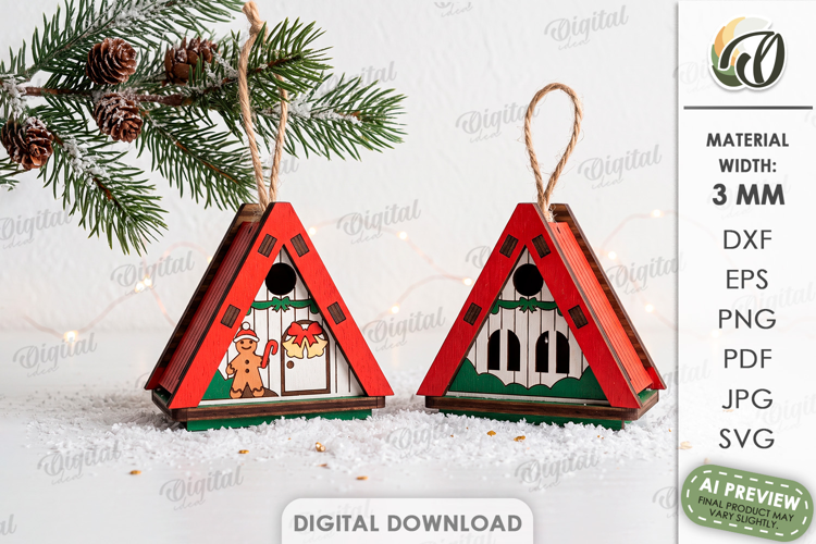 Christmas House Ornaments Laser Cut. Christmas Decor SVG