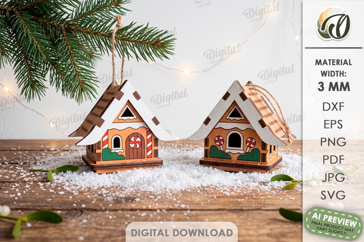 Christmas House Ornaments Laser Cut. Christmas Decor SVG