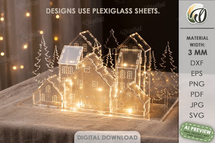 Christmas Village Light Stand Laser Cut. Christmas SVG example image 1