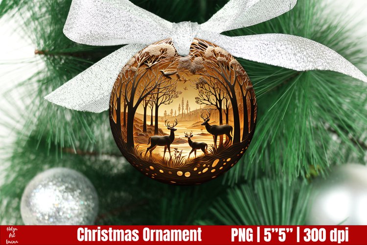 Glowing 3D Christmas Ornaments PNG